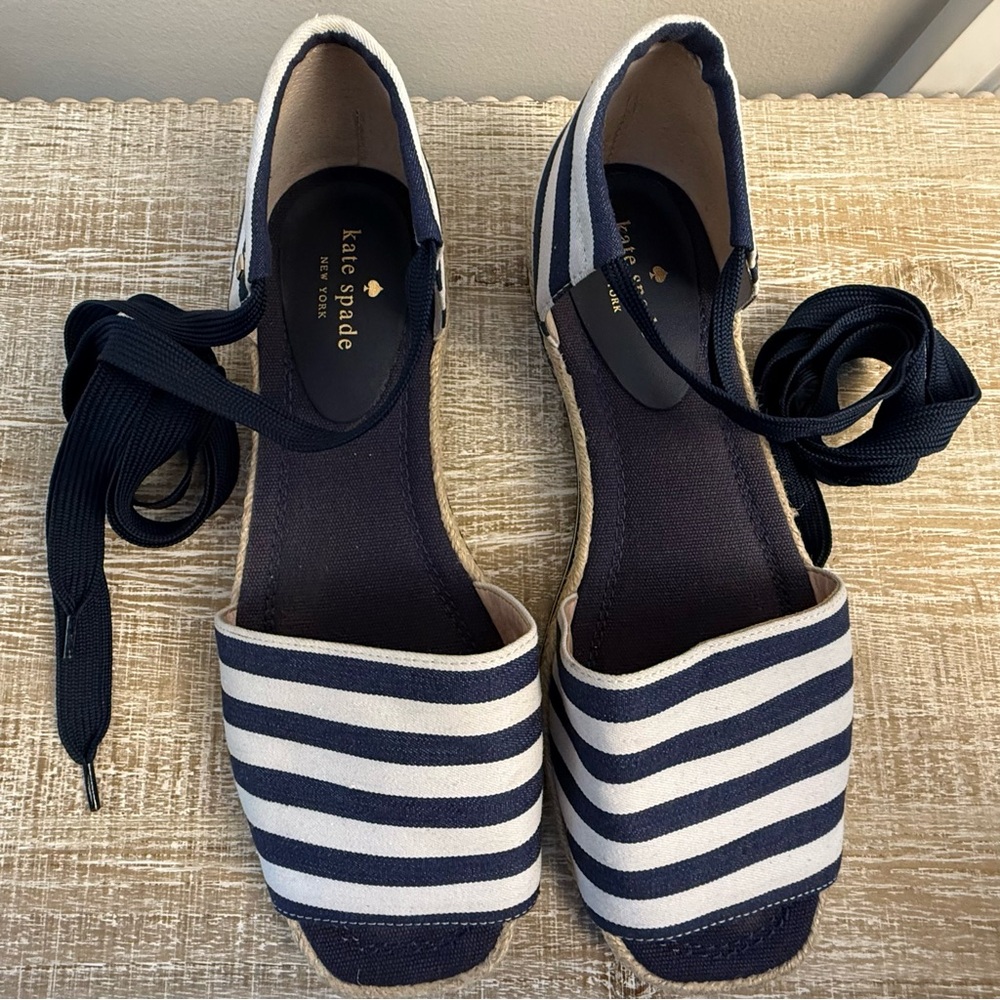 Kate Spade Blue and White Striped Espadrilles, 10M - Picture 5 of 13